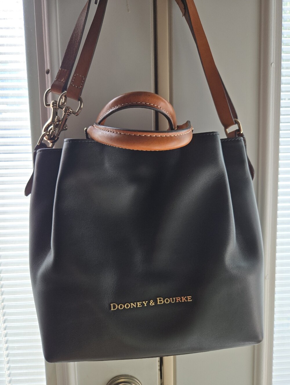 Dooney & Bourke Black and Tan Leather Tote Bag